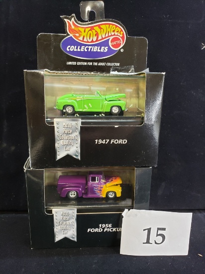 2PC HOT WHEELS COLLECTIBLES 1947 FORD AND 1956 FORD PICKUP
