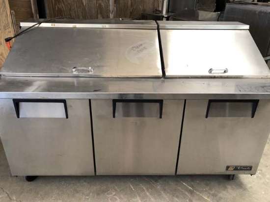 TRUE 3 DOOR STAINLESS REFRIGERATED PREP STATION