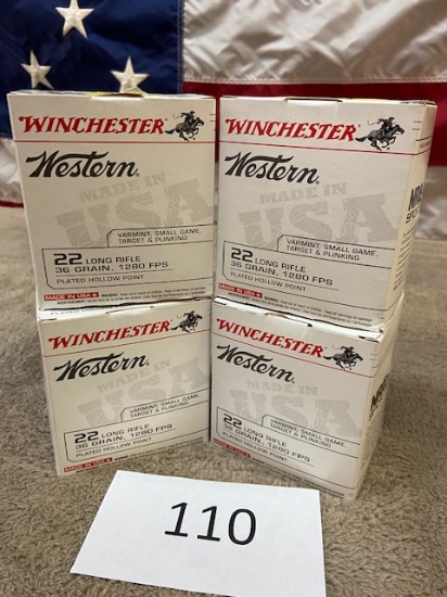(4) BOXES WINCHESTER WESTERN 22LR AMMO
