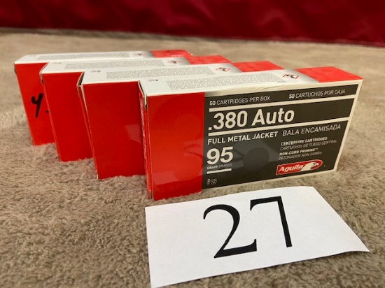 (4) BOXES AGUILA .380 AUTO AMMO   200 ROUNDS TOTAL