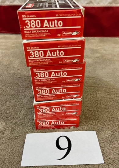 (6) BOXES AGUILA .380 AUTO AMMO   300 ROUNDS TOTAL