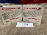 (2) BOXES WINCHESTER 45AUTO AMMO