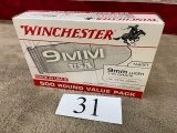 (1) BOX OF WINCHESTER 9MM LUGER AMMO   500 ROUNDS TOTAL