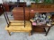 3PC DROP LEAF SIDE TABLE, QUILT RACK, SMALL COFFEE TABLE AND BAR SUPPLIES