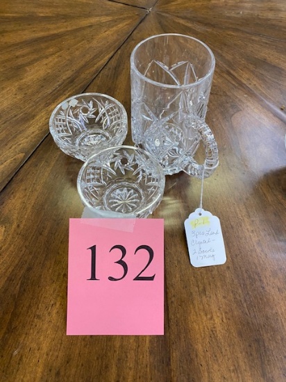 3PC LEAD CRYSTAL MUG AND 2 BOWLS