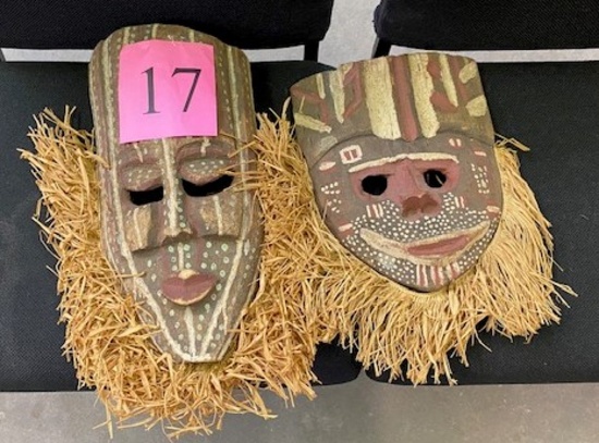 2PC WOOD AFRICAN MASKS