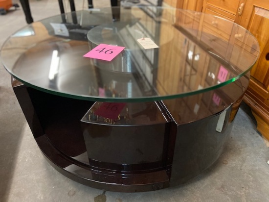 ROUND GLASS TOP COFFEE TABLE