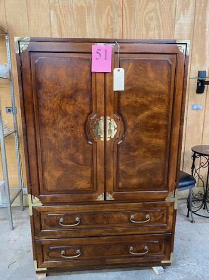 BERNHARDT BURLED WALNUT ENTERTAINMENT CENTER / WARDROBE WITH DRAWERS