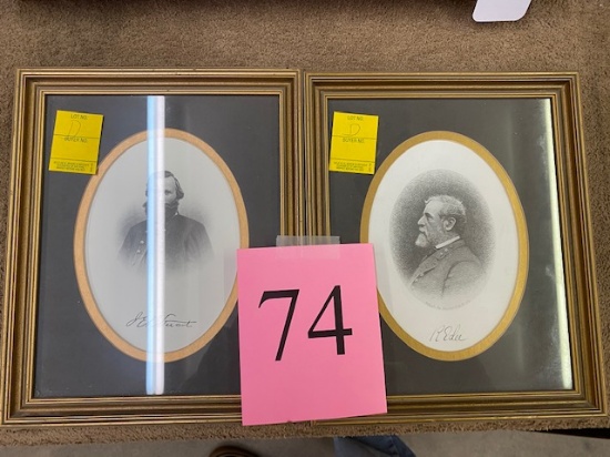 2PC FRAMED CIVIL WAR GENERALS - J.E.B. STUART AND ROBERT E. LEE