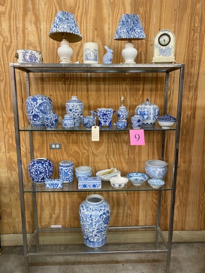 30+ PC OF BLUE AND WHITE GLASS