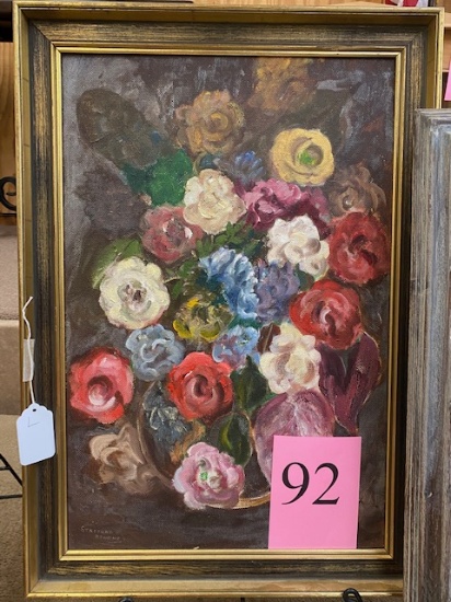 FRAMED OIL ON CANVAS FLORAL