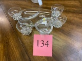 6PC CRYSTAL BOWLS, TRAY AND ROSENTHAL CANDLE HOLDER