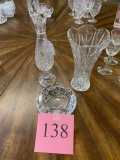 3PC CRYSTAL VASES AND ASHTRAY