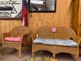 2PC WICKER LOVESEAT AND ARM CHAIR