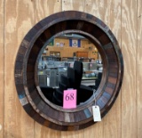 WOOD FRAMED ROUND WALL MIRROR