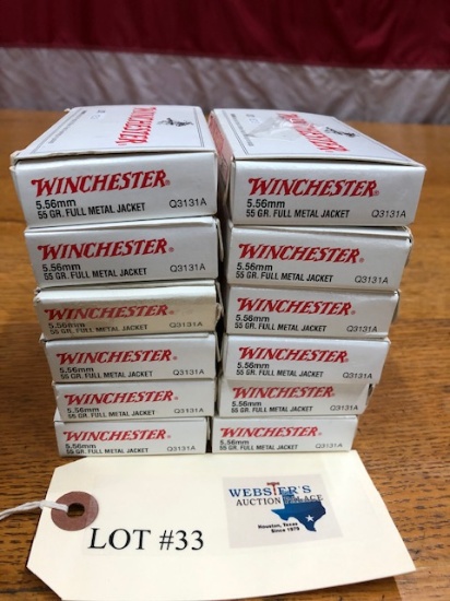 (12)  BOXES WINCHESTER 5.56 FMJ