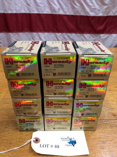 (12)  BOXES OF HORNADY 44 MAG