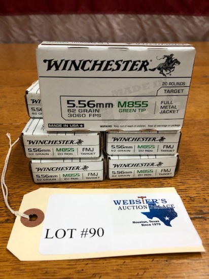 (6) BOXES WINCHESTER 5.56MM M855 GREEN TIP