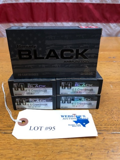 (5 ) BOXES HORNADY BLACK 6.5 CREEDMOOR