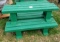 SET OF 3 WOOD GREEN BENCHES