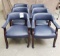 SET OF 6 BLUE ROLLING ARM CHAIRS