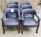 SET OF 6 BLUE ROLLING ARM CHAIRS