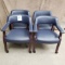 SET OF 4 BLUE ROLLING ARM CHAIRS