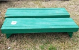 SET OF 2 GREEN WOOD BENCHES