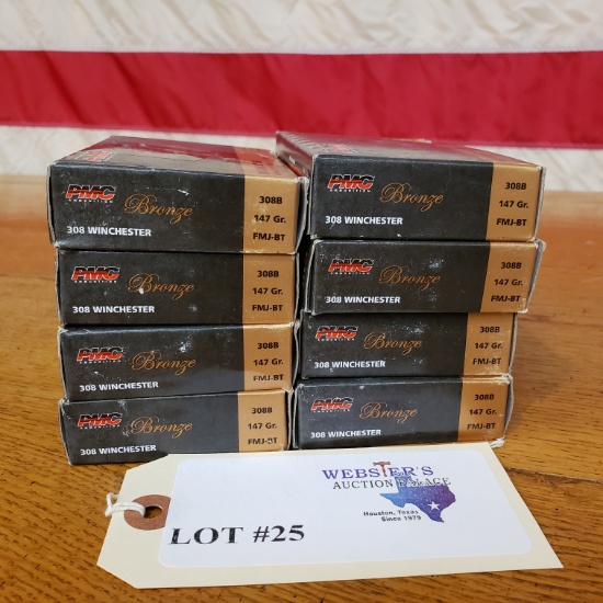 (8) BOXES PMC BRONZE 308 WINCHESTER