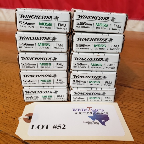 (10) BOXES WINCHESTER 5.56MM GREEN TIP