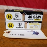 (2) BOXES MONARCH 40 S&W FMJ 180 GRAIN *100 TOTAL ROUNDS*