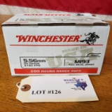 (1) BOX WINCHESTER 200 ROUND RANGE PACK 5.56MM FMJ  55 GRAIN