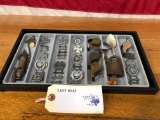 LOT OF MILITARY MEDALS, WHISTLES, LOCK