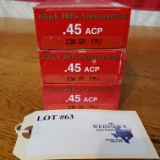 (3) BOXES BLACK HILLS AMMUNITION 45 ACP