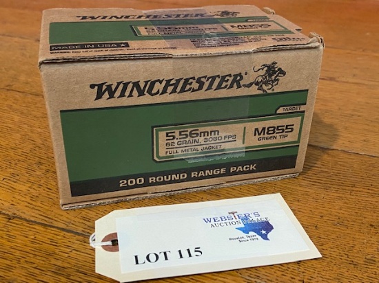 (1) RANGE PACK WINCHESTER 5.56MM M855 GREEN TIP 62GR FMJ *200 ROUNDS