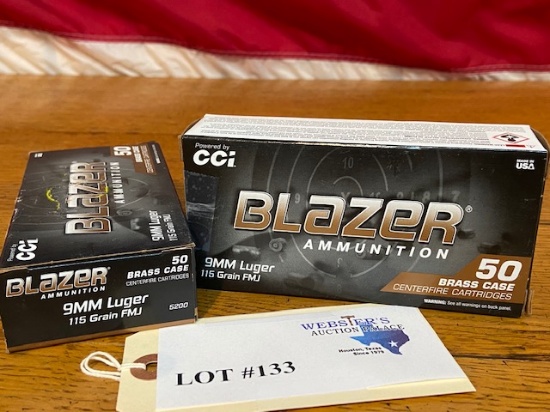 (2) BLAZER 9MM LUGER 115GR FMJ *100 ROUNDS