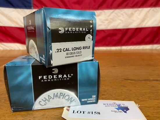 (2) BOXES FEDERAL .22LR 40GR *1,000 ROUNDS