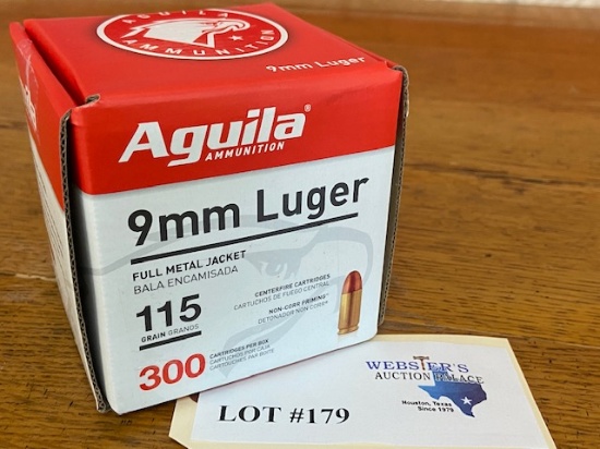 (1) BOX AGUILA 9MM LUGER 115GR FMJ *300 ROUNDS