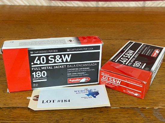 (2) BOXES AGUILA .40S&W 180GR FMJ *100 ROUNDS
