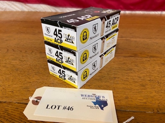 (3) BOXES MONARCH 45ACP 230GE FMJ *150 ROUNDS