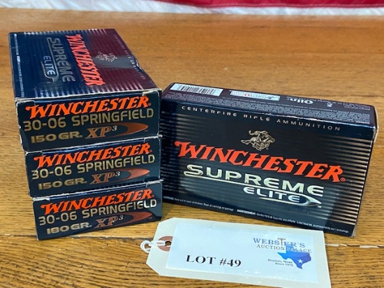 (4) WINCHESTER SUPREME ELITE 30-06 SPRINGFIELD 150GR 180GR XP3 *80 ROUNDS