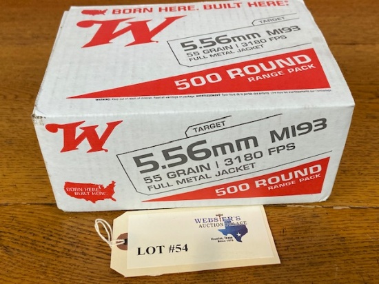 (1) BOX WINCHESTER 5.56MM M193 55GR FMJ RANGE PACK *500 ROUNDS