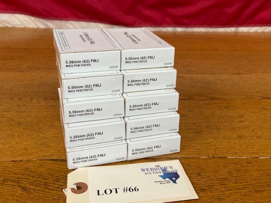 (10) BOXES 5.56MM FMJ M855 PENETRATOR *200 ROUNDS