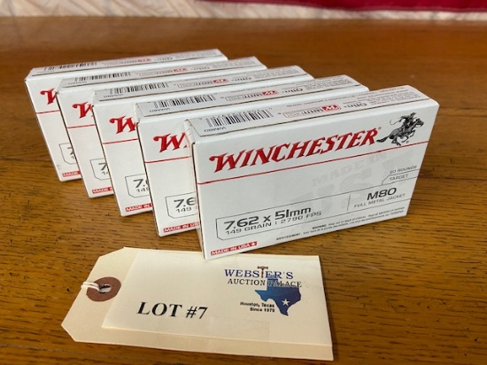 (5) BOXES WINCHESTER 7.62X51MM