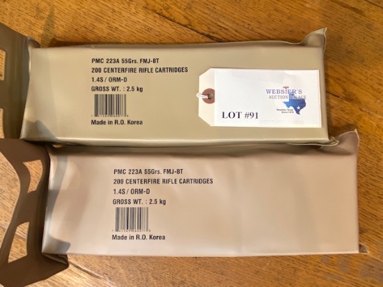 (2) BOXES PMC 223 55GR FMJ *400 ROUNDS