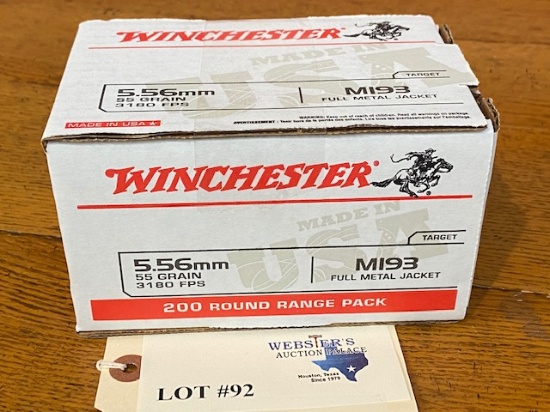 (1) RANGE PACK WINCHESTER 5.56MM M193 55GR *200 ROUNDS