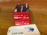 (2) BOXES FEDERAL 9MM LUGER 124GR FMJ *100 ROUNDS