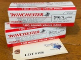 (2) BOXES WINCHESTER 9MM LUGER 115GR FMJ *200 ROUNDS