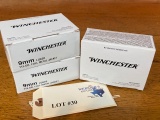 (3) BOXES WINCHESTER 9MM LUGER 115GR FMJ *150 ROUNDS