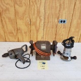 (LOT OF 3) ELECTRIC DRILL, DOUBLE GRINDER AND ROUTER